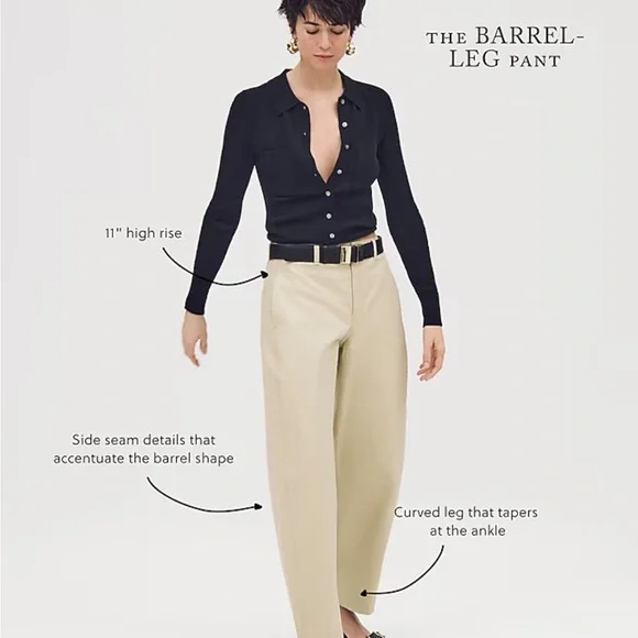 J. Crew barrel-leg pant in cotton blend - Picture 2 of 5